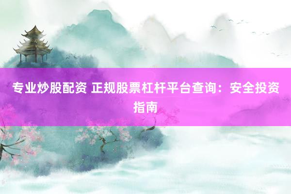 专业炒股配资 正规股票杠杆平台查询：安全投资指南