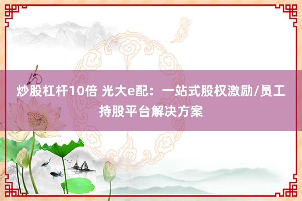 炒股杠杆10倍 光大e配:一站式股权激励/员工持股平台解决方案