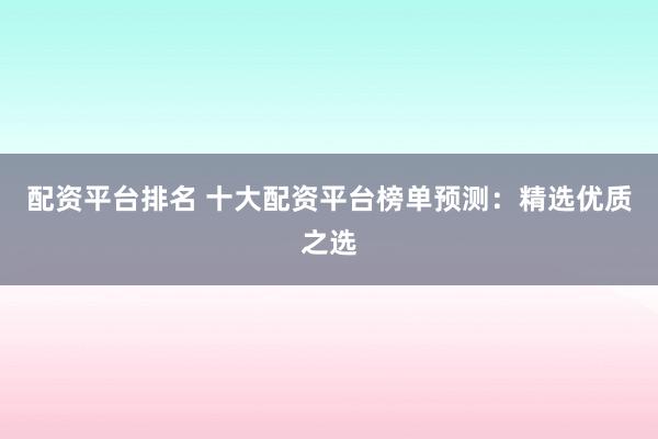 配资平台排名 十大配资平台榜单预测：精选优质之选