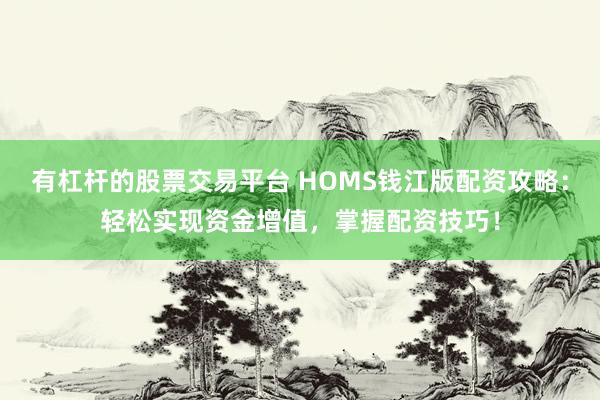 有杠杆的股票交易平台 HOMS钱江版配资攻略：轻松实现资金增值，掌握配资技巧！