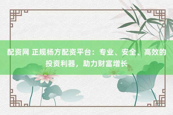 配资网 正规杨方配资平台：专业、安全、高效的投资利器，助力财富增长