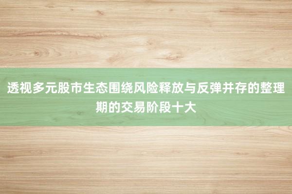 透视多元股市生态围绕风险释放与反弹并存的整理期的交易阶段十大