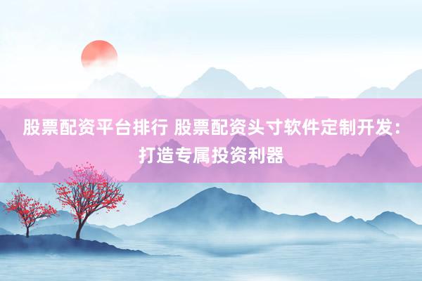股票配资平台排行 股票配资头寸软件定制开发：打造专属投资利器