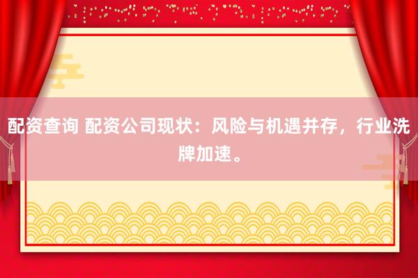 配资查询 配资公司现状：风险与机遇并存，行业洗牌加速。