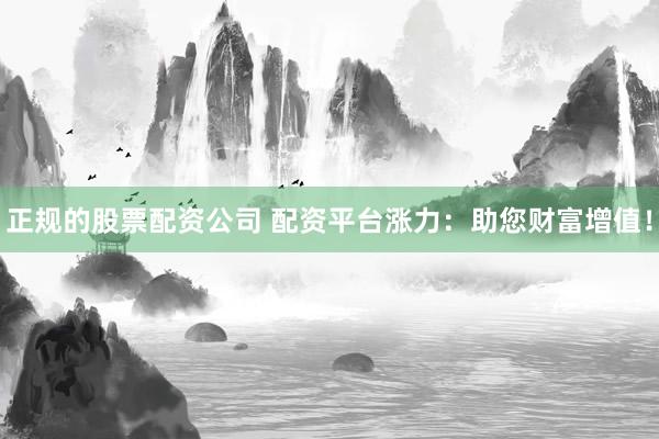 正规的股票配资公司 配资平台涨力:助您财富增值!