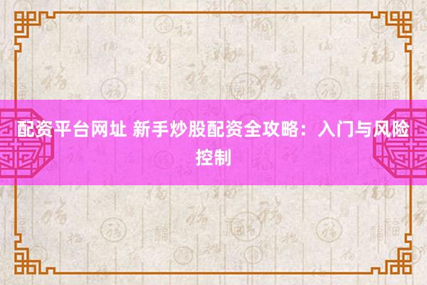 配资平台网址 新手炒股配资全攻略:入门与风险控制