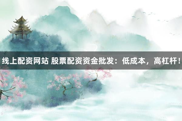 线上配资网站 股票配资资金批发：低成本，高杠杆！
