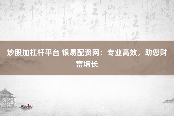 炒股加杠杆平台 银易配资网：专业高效，助您财富增长